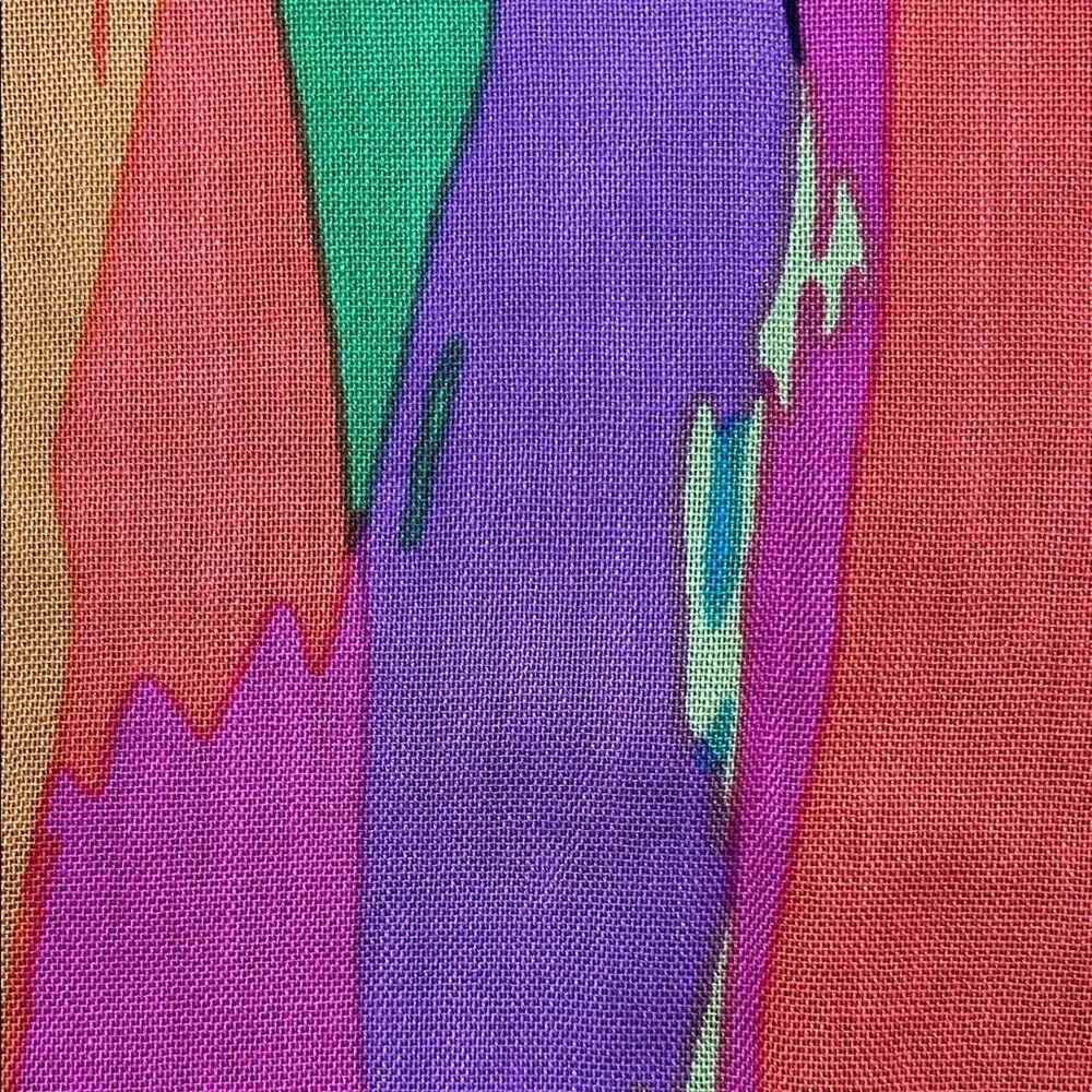 Echo Vibrant Multicolor Abstract Scarf Made With Two Types Of Fabric, Super Fun